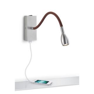 Wandleuchte ASTA - mattnickel-Flex Stoff braun