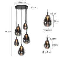 Pendelleuchte Glimsy 5fg. rund