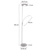 LED Stela Zenith Stahl gebürstet + Lesearm